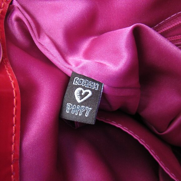 Coach Liquid Gloss Collection Red High Shine Shoulder Bag Purse Chain Strap - Picture 14 of 16